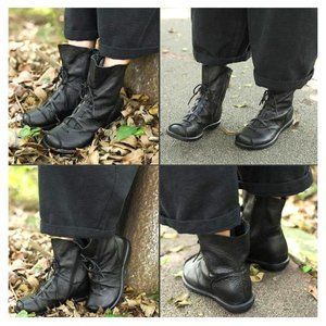 BUYKUD Soft Leather Black Boots
